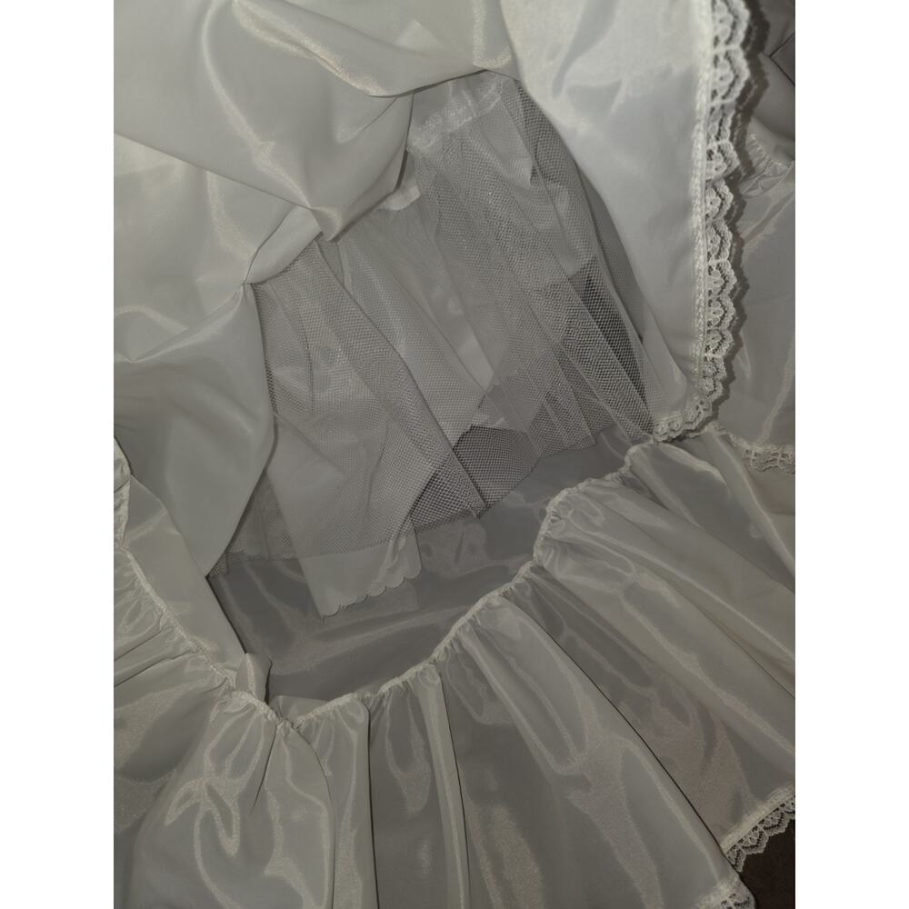 Vtg Hoopless Petticoat Crinoline Underskirt Tiered Lace Ball Gown USA Made M - Picture 3 of 8